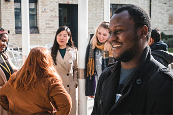 Group of international students on campus