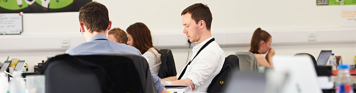 Busy students in a study area