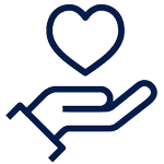 Heart in hand icon