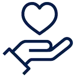 Heart in hand icon