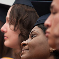 Students in graduation clothing