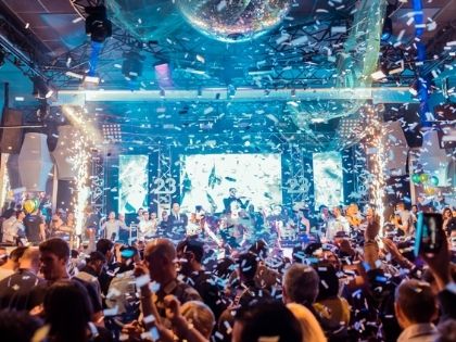 Nightclub with confetti