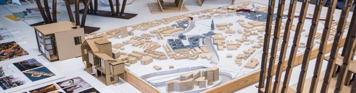 Architectural scale model of an urban layout.